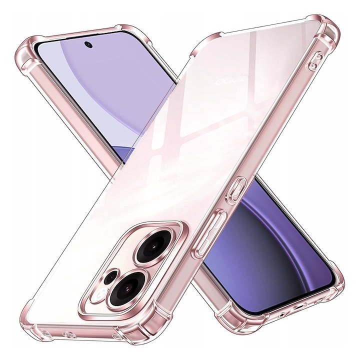 Husa pentru Oppo Reno 14FS 5G (Global) Daden® Clear Silicone, Protectie Camera, Antisoc, Transparenta