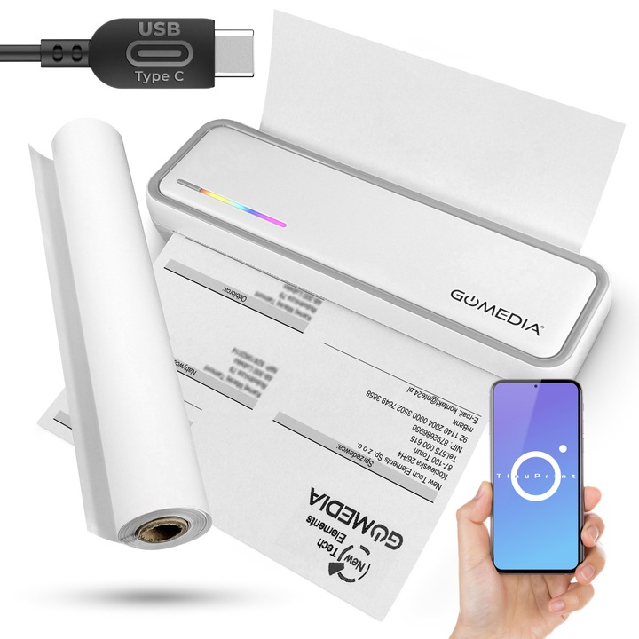 Imprimanta termica desktop Documente Hartie A4 Rulou Bluetooth Android IOS