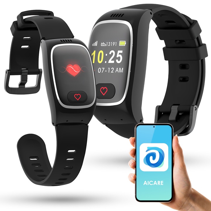 Bratara GPS 4G Localizator Banda Senior SOS Masurarea Ritmului Cardiac Temperatura