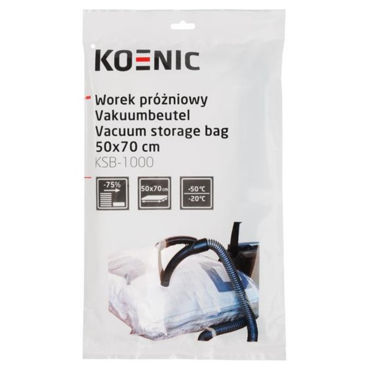 Sac vacuum Koenic KSB-1000, 50x70 cm, pentru haine si lenjerie, protectie impotriva umiditatii, reducere volum 80%
