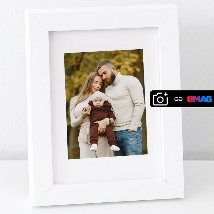 Rama Foto Decorativa din Lemn Alb 10x15 cm, Cu Fotografii Personalizate, Cadou Personalizat, Decor Elegant, PhotoPoint