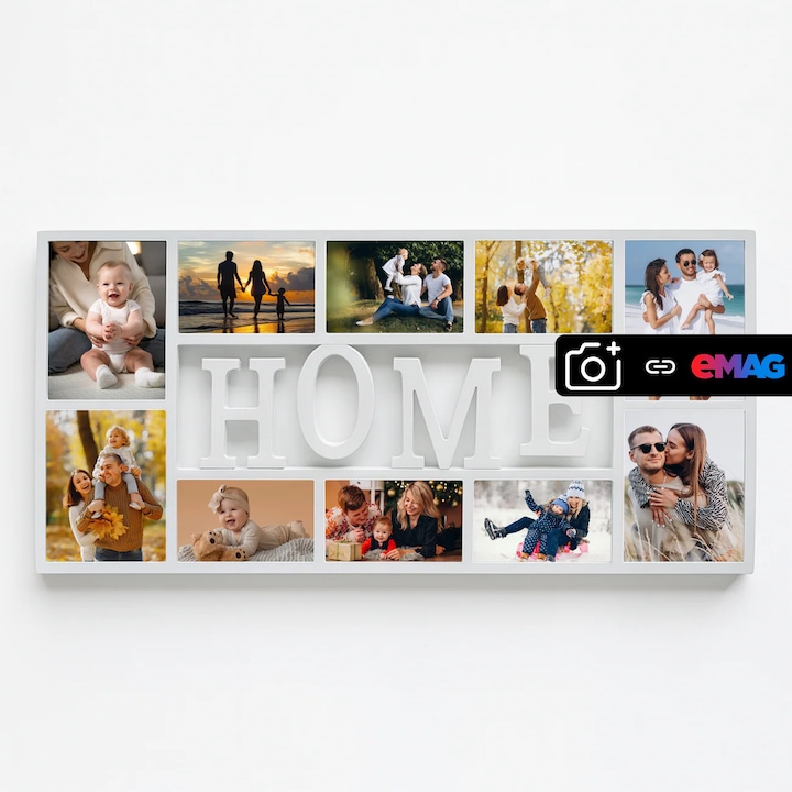 Rama Foto Aurie Brushed 72x36.5 cm (10 Poze), Cu Fotografii Personalizate, Cadou Personalizat, Decor Elegant, PhotoPoint