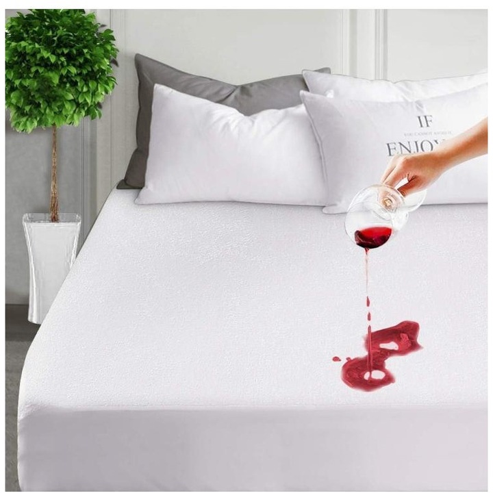 Протектор за матрак, от водонепроницаем хавлиен плат 90x200 см, бял