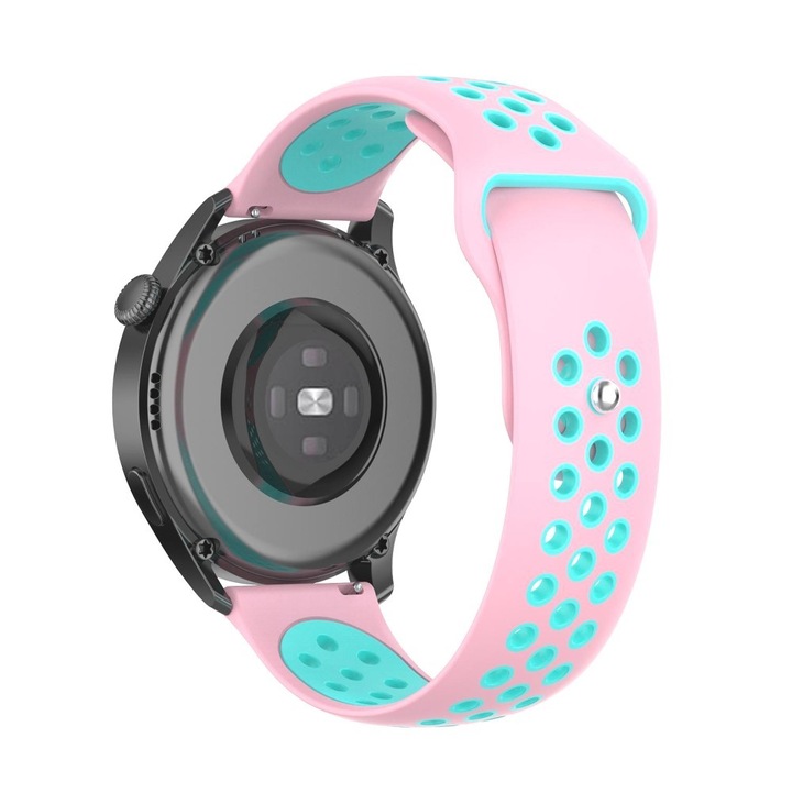 Curea pentru Huawei Watch GT2 / GT3 42mm, Samsung Galaxy Watch 4 / 5 / 6 / 7 / FE, Polar Ignite / 2 / 3 / Unite, Amazfit Bip GTR 42mm, GTS 2 / 2e / 3 / 4 / Mini, Garmin Venu / SQ, Vivoactive 3 / 5, Best Accessories, 20mm, Roz / Menta