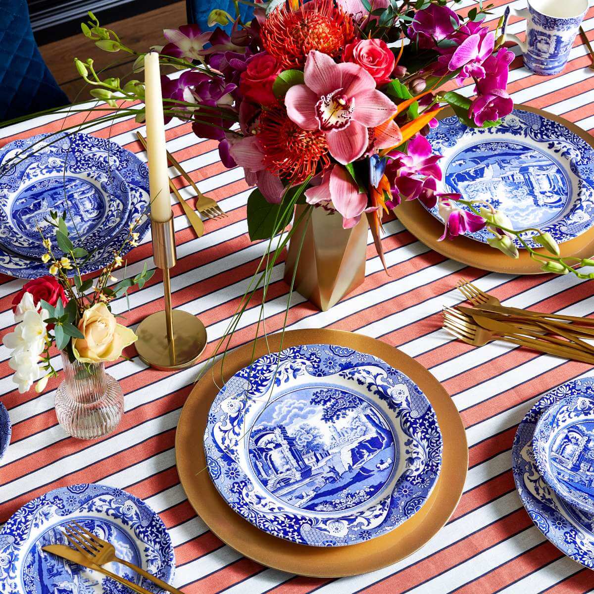 Spode BlUE BLOOM コレクションウイロウ２７センチ皿6枚セット Serviciu de masa premium Spode England, Blue Italian, 12 piese, 4