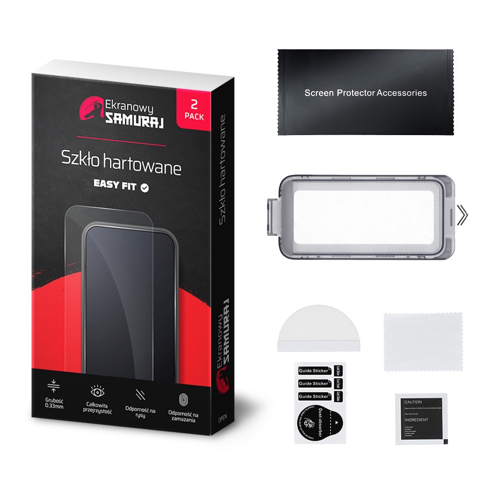 Set de 2 Folie din sticla pentru Huawei Pura 70 cu cadru, instalare usoara, Ultra Rezistenta, Transparenta, Ecran Samurai Easy Fit, 2-Pack
