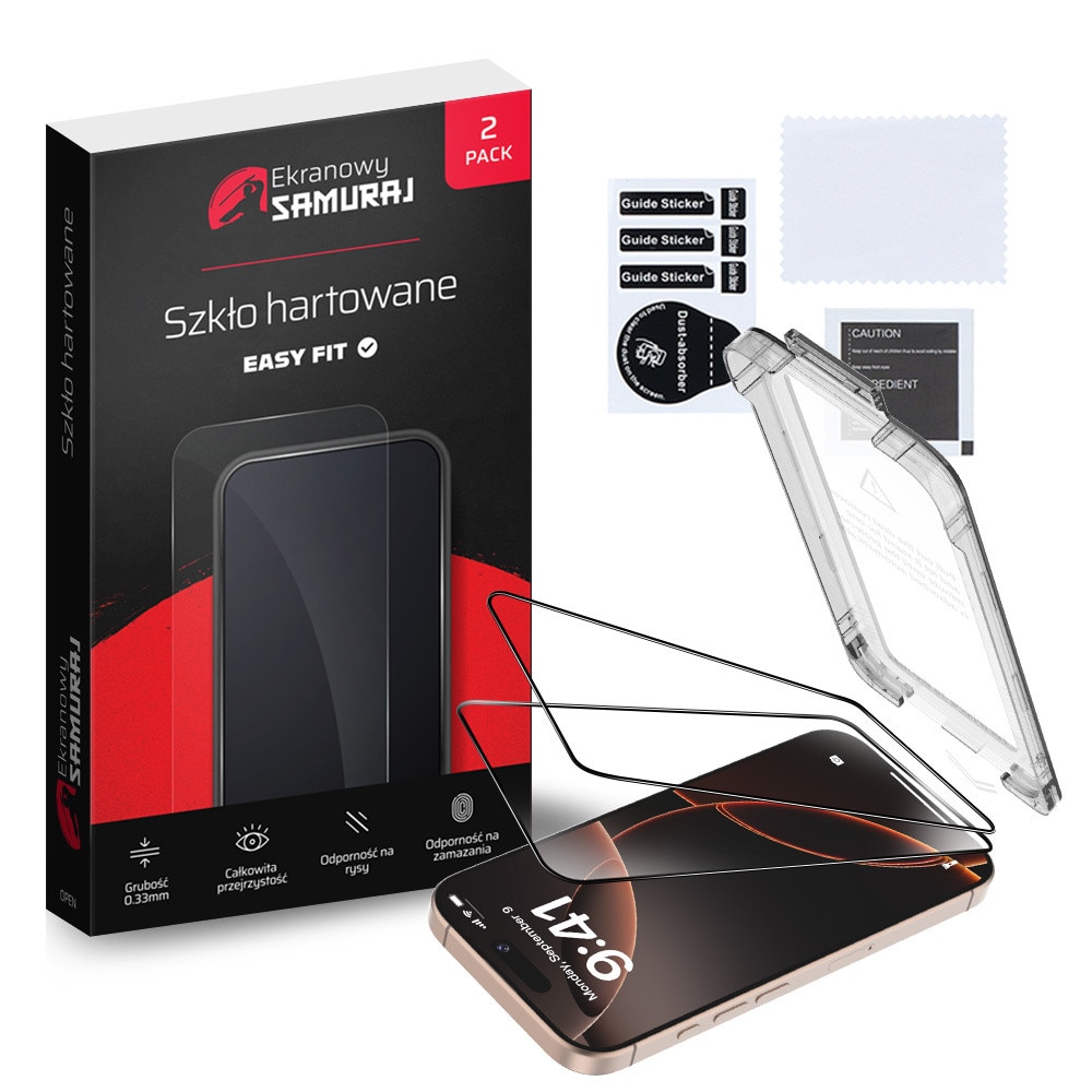 Set de 2 Folie din sticla pentru Huawei Pura 70 cu cadru, instalare usoara, Ultra Rezistenta, Transparenta, Ecran Samurai Easy Fit, 2-Pack