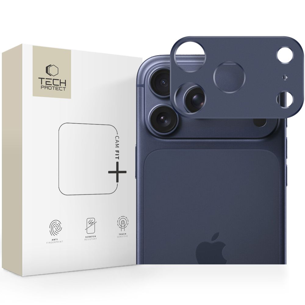 Protectie camera foto din aluminiu Tech-Protect Camalloy Fit Plus compatibila cu iPhone 17 Pro Max, Deep Blue