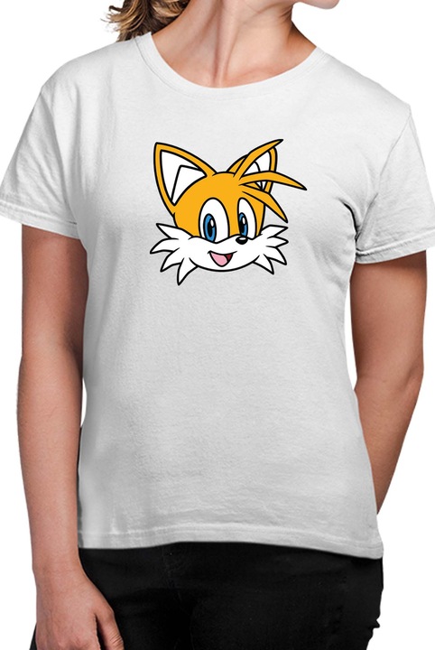 Tricou dama SONIC the Hedgehog OPT Tails Face, Alb