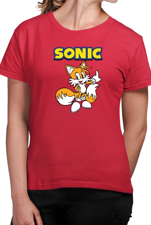 Tricou dama SONIC the Hedgehog OPT Tails, Rosu