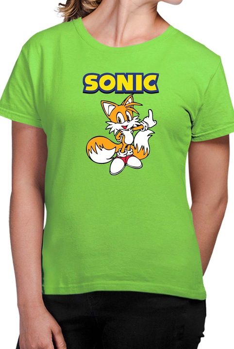 Tricou dama SONIC the Hedgehog OPT Tails, Verde menta