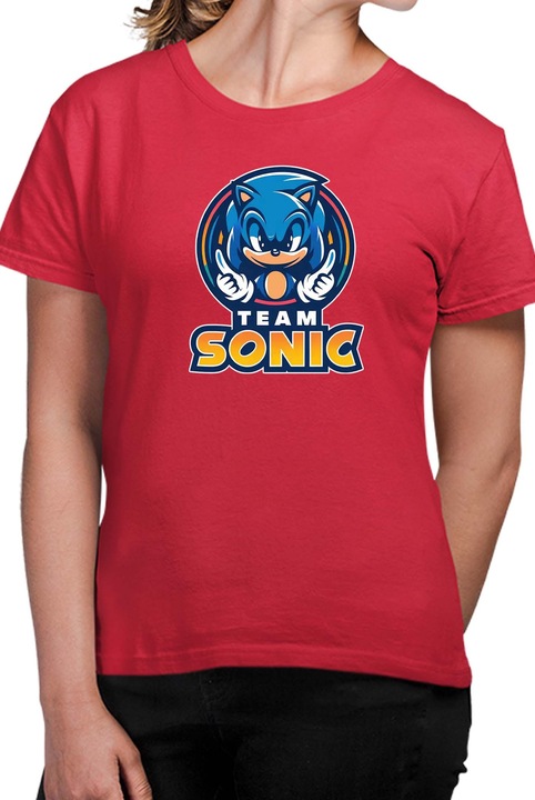 Tricou dama SONIC the Hedgehog OPT Team Sonic, Rosu