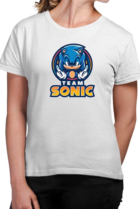 Tricou dama SONIC the Hedgehog OPT Team Sonic, Alb