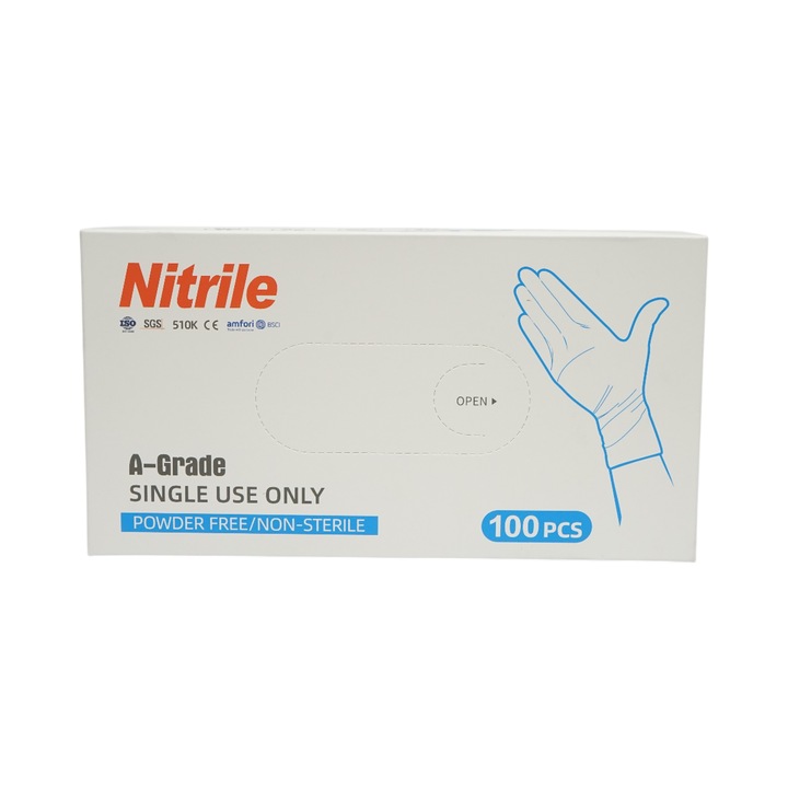 Manusi din nitril albastru, masina L, set 100 buc, textura aderenta