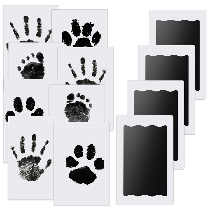 Set de 4 piese Nabance pentru amprente de bebelus - Tampon cu cerneala sigura pentru copii, fara contact direct cu pielea, ideal pentru cadouri de botez sau ingrijire neonatala include amprente pentru maini si picioare