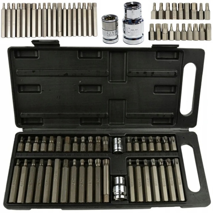 Set chei tubulare și biti Ondragon, 40 buc, otel CrV, Torx, Spline, Hex