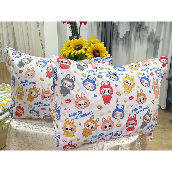 Set doua huse de perna, culoare alb/multicolor, din colectia "LaBubu" by Liz Line, 50X70cm din bumbac - SPR50/70260