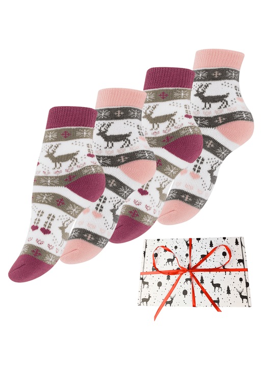 Sosete termice pentru femei cu motive festive - set 2 perechi, 39-42