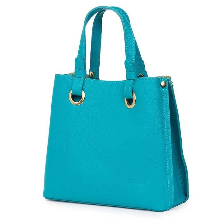 Geanta dama din piele naturala Ilona turcoaz