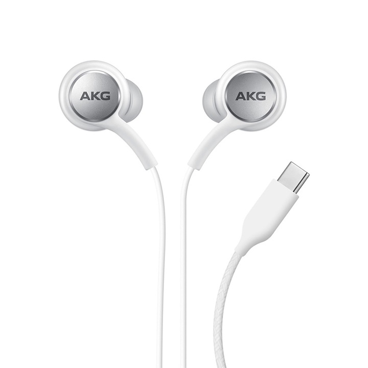 Casti cu fir USB-C alb 1,2m cu telecomanda si DAC