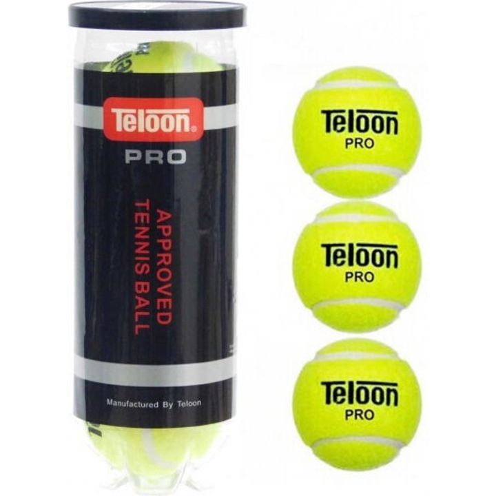 Mingi tenis Teloon Pro, set 3 bucati, calitate turneu, bounce constant, multicolor