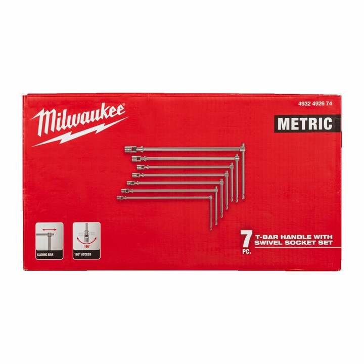 Set 7 piese chei cu prindere rotativa MILWAUKEE, dimensiuni variate