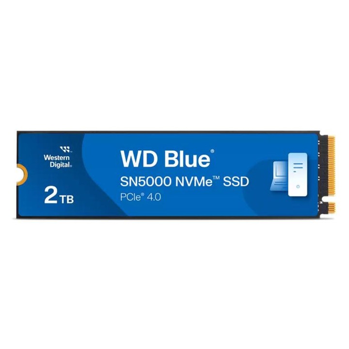 Dysk SSD 2TB NVMe WD Blue SN5000, viteza citire 5150 MB/s, durabilitate 900 TBW