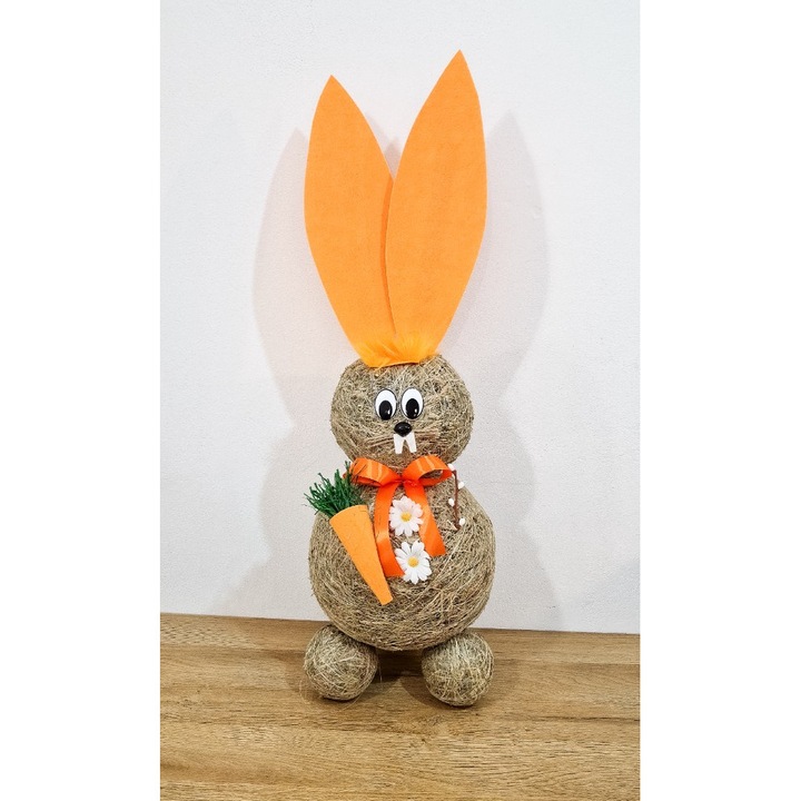 Figurina decorativa iepure de Paste din fan, 87x30cm, multicolor, set 1 bucata