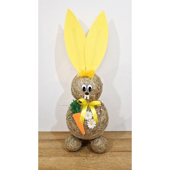 Figurina decorativa iepure de Paste din fan, 87x30cm, multicolor, set 1 bucata