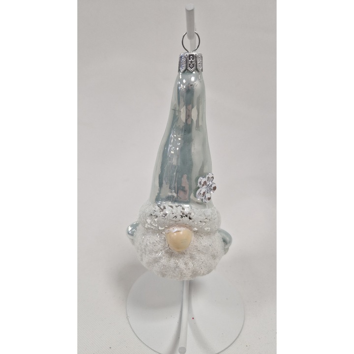 Glob de Craciun din sticla, NeliNo, 13x6.5x13cm, nuante de albastru, decorat manual, set 1 bucata