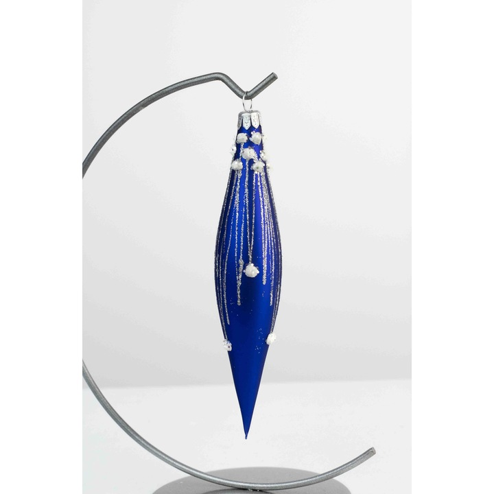 Glob de Craciun NeliNo, bomba decorata, albastru, 15x3x15cm, set 1 bucata