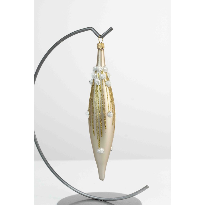 Glob de Craciun, NeliNo, decorat manual, auriu, 15x3x15cm, set 1 buc.