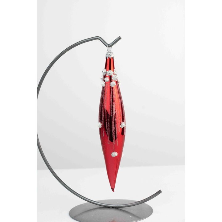 Glob de Craciun, rosu, 15x3x15cm, decorat manual