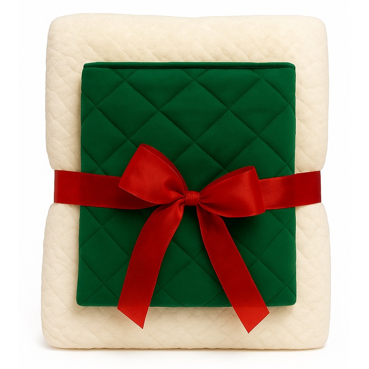 Ecru bársony ágytakaró szett fonott mintával, 220x150cm és díszpárnahuzat