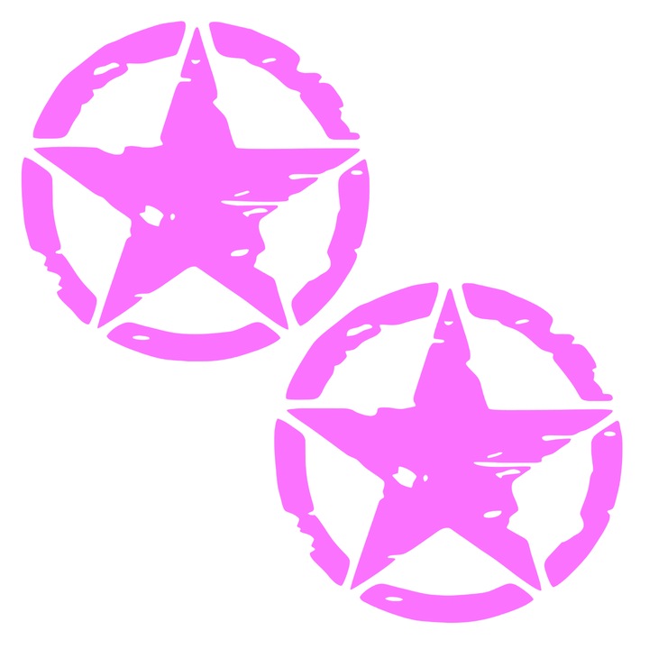 Set doua Stickere decorative, Auto, Tuning, star, PVC autocolant, roz, 20cm