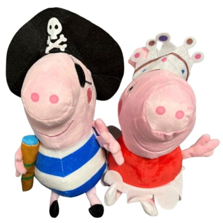 Set jucării de plus Peppa, 2 jucării multicolor, cu funcții muzicale, 25cm
