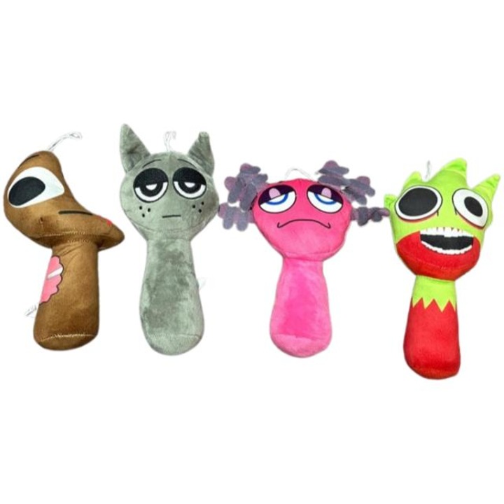 Set 4 jucării de pluș Sprunki, multicolor, 23cm