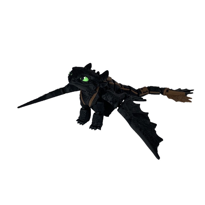 Figurina Dragon Toothless, 19 cm, Jucarie 3D Articulata, Plastic