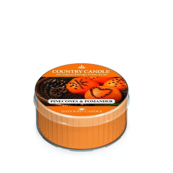Ароматна свещ Country Candle Pinecone & Pomander, цитрусови плодове, 10x10см