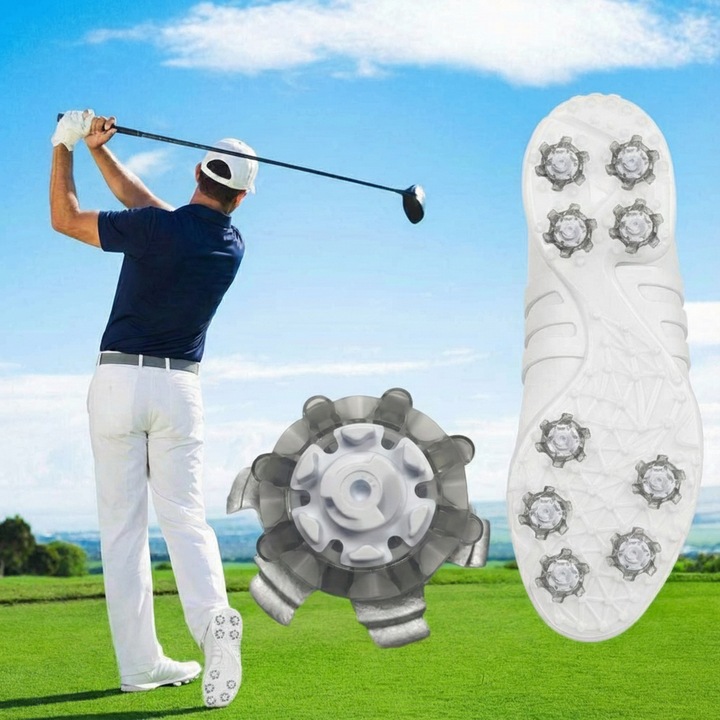 Crampon de golf Softspikes Pulsar Fast Twist 3.0, 18 bucati, gri transparent, cauciuc