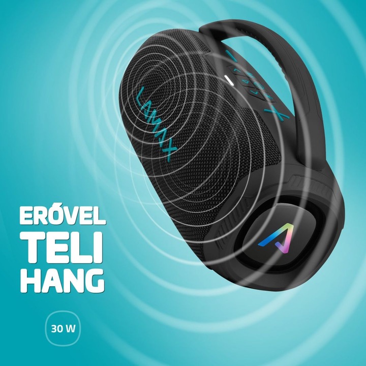 Lamax PartyGo1 Mini Bluetooth Party Hangszóró, 30W, fekete, 1.0