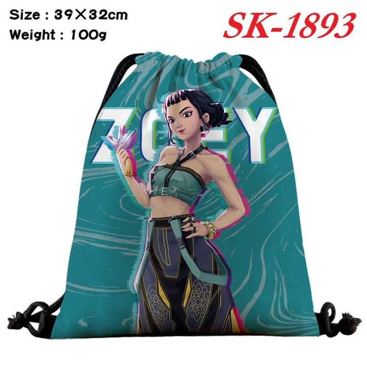 Geanta cu snur K-POP Witcher Girls, 25cm, capacitate 20l
