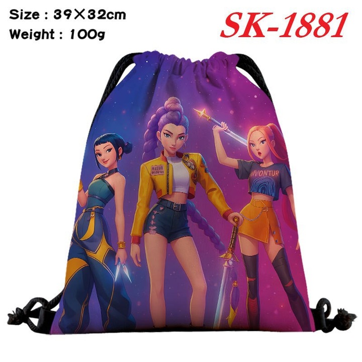 Geanta cu snur K-POP Witch Hunter Girls, 25cm, capacitate 20l, set pentru trei persoane