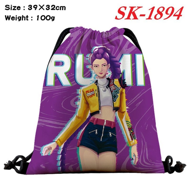 Geanta cu snur K-POP Witcher Girl Group, 25cm, capacitate 20l, Lumi