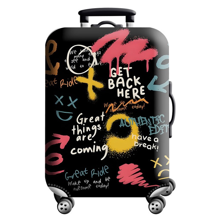 Husa protectie troler, XGETOP®, Graffiti colorat, elastica, cu inchidere velcro, poliester, marimea L, maxim:70x50x30cm