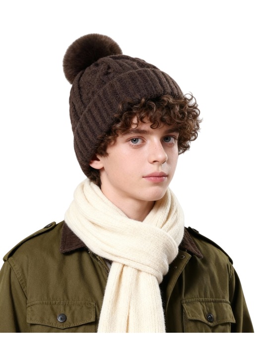 Túlméretezett téli sapka, bélelt fülvédővel, barna - Melegség és stílus modern uniszex kivitelben, univerzális méret