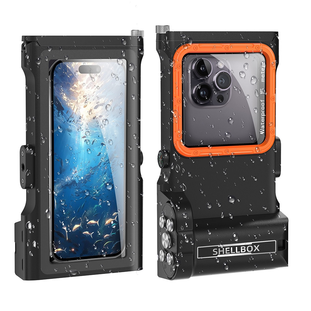 Husa Impermeabila subacvatica pentru Telefon, Garsonal®, protectie impermeabila 15m, pentru telefoane de pana la 6.9 inch, Adecvata pentru snorkeling si scufundari, Negru/orange
