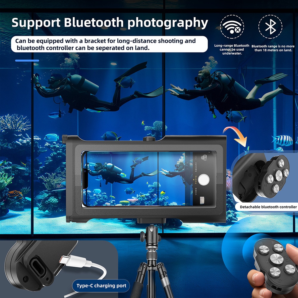 Husa Impermeabila subacvatica pentru Telefon, Garsonal®, protectie impermeabila 15m, pentru telefoane de pana la 6.9 inch, Adecvata pentru snorkeling si scufundari, Negru/orange
