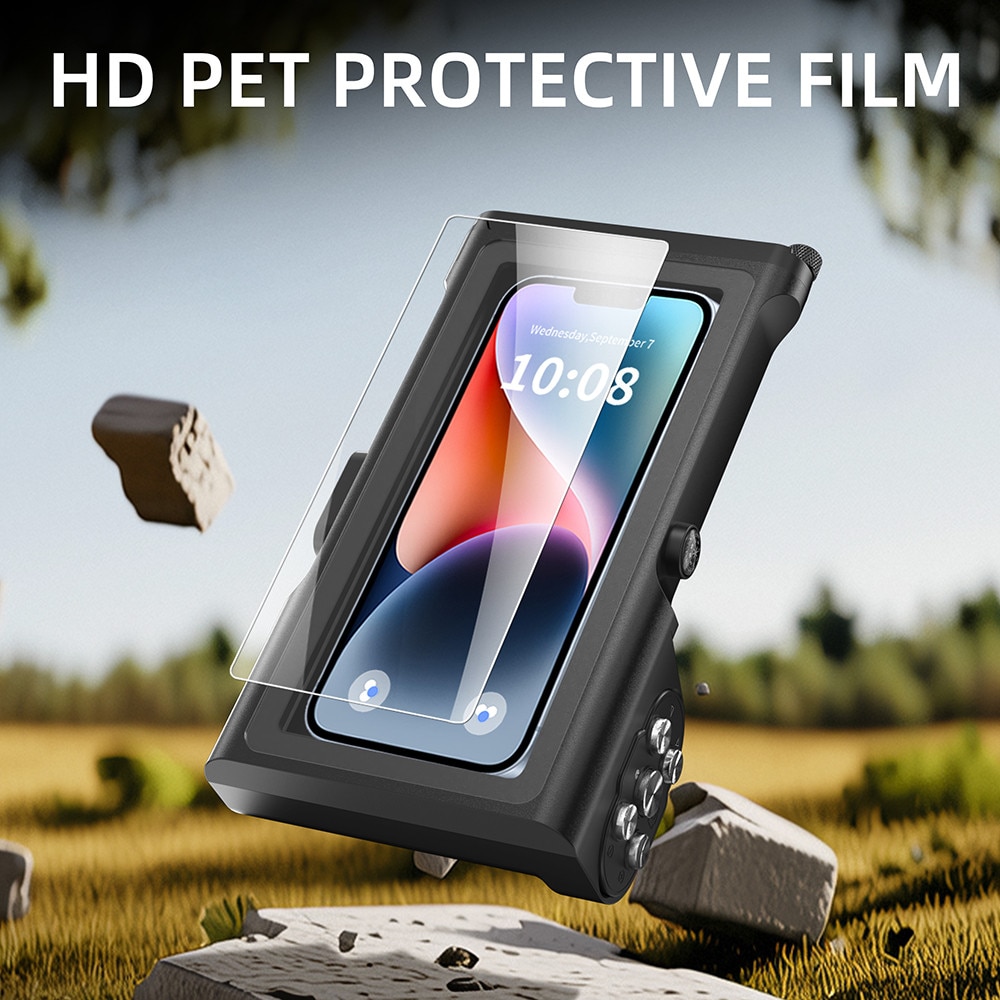 Husa Impermeabila subacvatica pentru Telefon, Garsonal®, protectie impermeabila 15m, pentru telefoane de pana la 6.9 inch, Adecvata pentru snorkeling si scufundari, Negru/orange