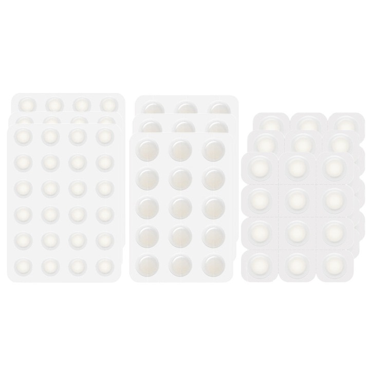 Set de 153 plasturi hidrocoloidali anti-acnee, LXNZUHN®, 3 dimensiuni, autoadezivi, culoare transparenta